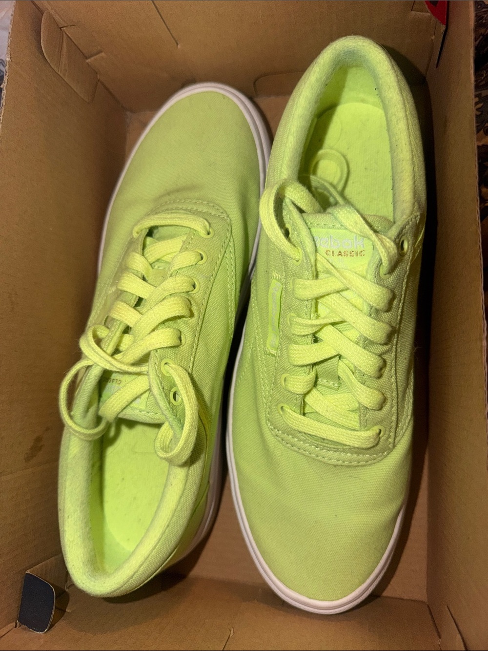 Reebok Neon Lime Classic Canvas Low-Top Sneakers